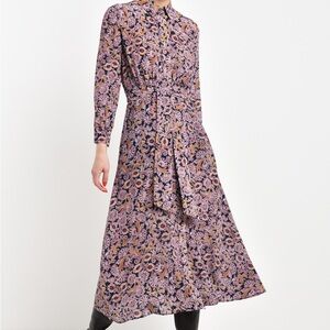 Weekend Max Mara Floral navy Purple Maxi Dress (est size 6)